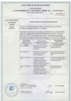 2015.06.25 Кинель - Pongs. Приложение к сертификату соответствия